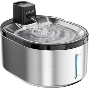 Wireless Cat Water Fountain Stainless Steel, 152oz/4.5L Cat Fountain Battery Operated, Cordless Pet Water Fountain for Cats & Dogs with Motion Sensor, Ultra Quiet Pump, Multi-Filtration