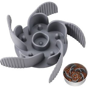 MateeyLife Slow Feeder Dog Bowls Large Breed & Medium Breed with Suction Cups Cuttable Dog Slow Feeder Bowl, Slow Feeder Insert for Dog Bowls Slow Feeder with Metal Slow Feeder Dog Bowl (Gray)