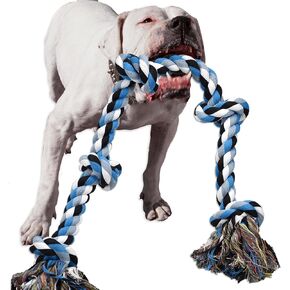 Dog Toys for Aggressive Chewers Tough Rope Chew Toys for Large and Medium Dog 3 Feet 5 Knots Indestructible Cotton Rope for Large Breed Dog Tug of War Dog Toy Teeth Cleaning