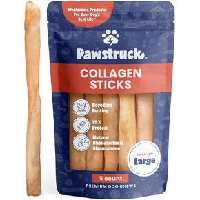 Pawstruck Natural 5-7" Beef Collagen Sticks for Dogs – Long-Lasting Rawhide Alternative, High Protein & Low Fat with Chondroitin & Glucosamine – 5 Pack
