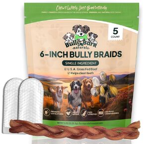 Bully Bark 100% Natural 6" Bully Sticks – 24 Count – Thin, Grass-Fed Beef Chews for Small and Medium Dogs -Fully Digestible, Natural Dental Treats to Keep Dogs Busy & Happy - Grain & Rawhide Free