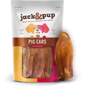 Jack&Pup Whole Pig Ears for Dogs - Extra Thick Large Pigs Ears - Premium Dog Pig Ear Treats - Natural Dog Pork Chews; Excellent Rawhide Alternative (10 Pack)