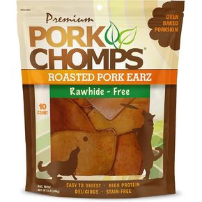 Pork Chomps Roasted Pork Skin Dog Chews, 5-inch Ear Shapes, 10 Count in Saudi Arabia
