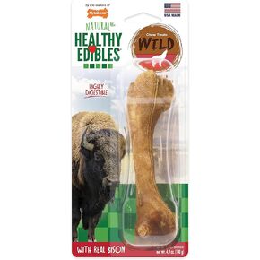 Nylabone Healthy Edibles WILD Natural Long-Lasting Bison Flavor Bone Chew Treats for Dogs, Medium (2 Count)