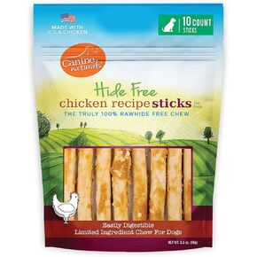 Canine Naturals Chicken Recipe Chew - Rawhide Free Dog Treats - Made From USA Raised Chicken - All-Natural and Easily Digestible - 40 Pack of 5 Inch Stick Chews