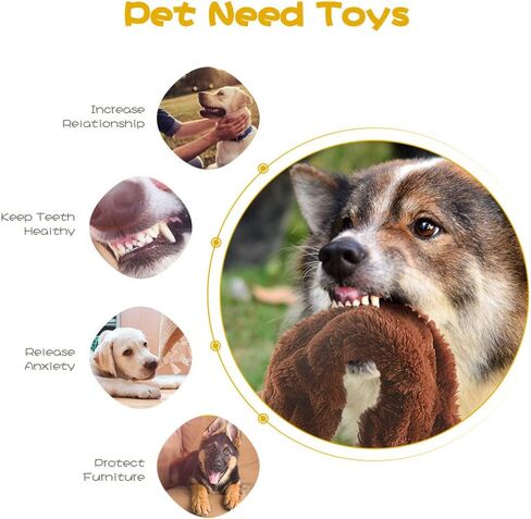 Dog Squeaky Chew Toys No Stuffing Soft Plush for Small Medium Large Breed in Saudi Arabia