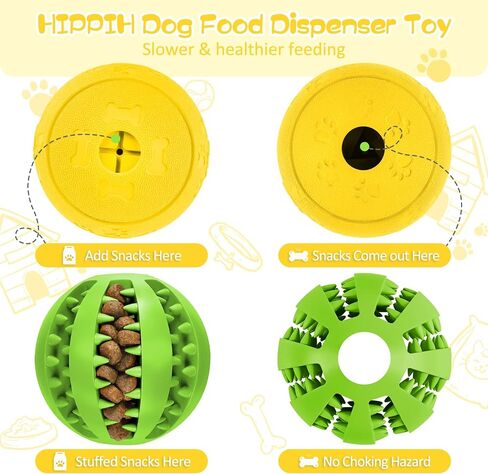 HIPPIH Dog Puzzle Toy 2 Pack, Interactive Dog Toys for Treat Dispensing, Durable Puppy Toys for Teething, Dog Treat Ball for Teeth/Slow Feeder/IQ Training/Playing, Blue-2.75‘’, Green-3.14‘’ in Kuwait