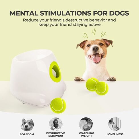 ALL FOR PAWS Automatic Dog Ball Launcher for Medium to Large Dogs, Interactive Dog Ball Thrower Mental Stimulation Dog Toys, Dog Tennis Ball Machine with Standard Tennis Balls, Rechargable & Reliable in Kuwait