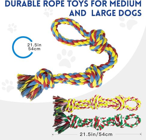 [3 Pack] Dog Rope Toys, Indestructible Dog Toys for Large and Medium Aggressive Chewers, Heavy Duty Dog Rope Toy for Large Breed, 100% Cotton Tug of War Dog Chew Toys for Boredom, Teeth Cleaning in Kuwait