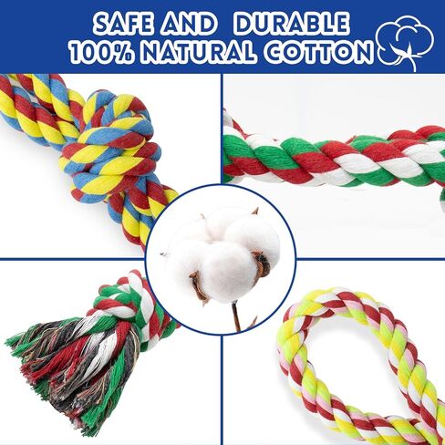 [3 Pack] Dog Rope Toys, Indestructible Dog Toys for Large and Medium Aggressive Chewers, Heavy Duty Dog Rope Toy for Large Breed, 100% Cotton Tug of War Dog Chew Toys for Boredom, Teeth Cleaning in Kuwait