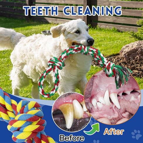 [3 Pack] Dog Rope Toys, Indestructible Dog Toys for Large and Medium Aggressive Chewers, Heavy Duty Dog Rope Toy for Large Breed, 100% Cotton Tug of War Dog Chew Toys for Boredom, Teeth Cleaning in Kuwait