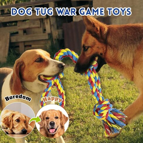 [3 Pack] Dog Rope Toys, Indestructible Dog Toys for Large and Medium Aggressive Chewers, Heavy Duty Dog Rope Toy for Large Breed, 100% Cotton Tug of War Dog Chew Toys for Boredom, Teeth Cleaning in Kuwait