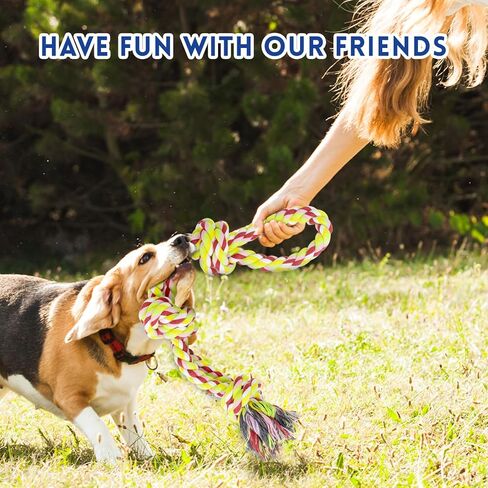 [3 Pack] Dog Rope Toys, Indestructible Dog Toys for Large and Medium Aggressive Chewers, Heavy Duty Dog Rope Toy for Large Breed, 100% Cotton Tug of War Dog Chew Toys for Boredom, Teeth Cleaning in Kuwait