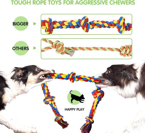 Dog Rope Toy for Large Dogs, Heavy Duty Dog Chew Toys for Aggressive Chewers, Indestructible Dog Toys for Large Dogs, Durable Cotton Tug of War Dog Rope Toys for Medium to Large Breed Teeth Cleaning in Kuwait