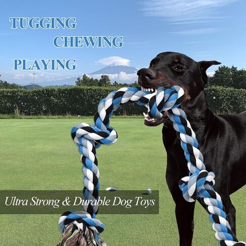 Dog Toys for Aggressive Chewers Tough Rope Chew Toys for Large and Medium Dog 3 Feet 5 Knots Indestructible Cotton Rope for Large Breed Dog Tug of War Dog Toy Teeth Cleaning in Saudi Arabia
