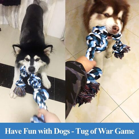 Dog Toys for Aggressive Chewers Tough Rope Chew Toys for Large and Medium Dog 3 Feet 5 Knots Indestructible Cotton Rope for Large Breed Dog Tug of War Dog Toy Teeth Cleaning in Saudi Arabia