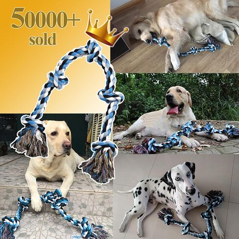 Dog Toys for Aggressive Chewers Tough Rope Chew Toys for Large and Medium Dog 3 Feet 5 Knots Indestructible Cotton Rope for Large Breed Dog Tug of War Dog Toy Teeth Cleaning in Saudi Arabia