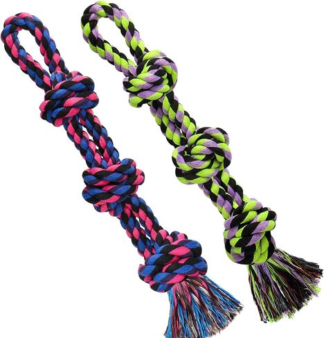 UPSKY Dog Rope Toys 2 Nearly Indestructible Dog Toys, Dog Toy for Medium to Large Breed, Dental Cleaning Chew Toys, Dog Tug Toy for Boredom, Dog Teething Toys, Dog Rope Toy for Aggressive Chewers in Kuwait