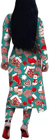 مجموعة أزياء XFT النسائية الكاجوال المكونة من قطعتين بأكمام طويلة وسروال طويل يغطي السراويل الطويلة للهالوين على شكل يقطين in Kuwait