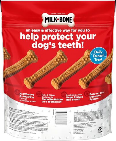 Milk-Bone Brushing Chews Daily Dental Dog Treats, Chicken Flavor, Large, 25 Count in Kuwait