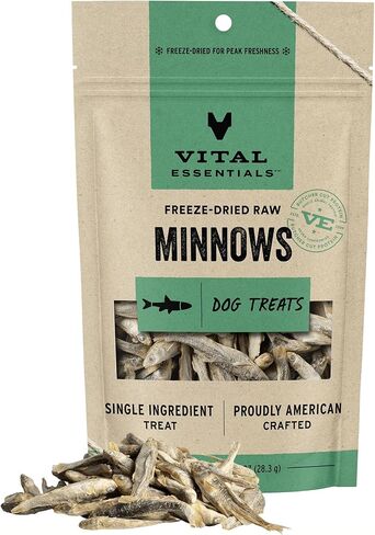 Vital Essentials Freeze Dried Raw Single Ingredient Dog Treats, Minnows, 1 oz | Premium Quality High Protein Training Treats | Grain Free, Gluten Free, Filler Free in Saudi Arabia