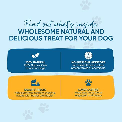 | Hooves for Dogs (25 Count) | 100% Natural Long-Lasting Beef Dog Treats Made from Beef Hoof | from Free Range, Grass Fed Cattle with NO Additives, Coloring or Chemicals. in Saudi Arabia