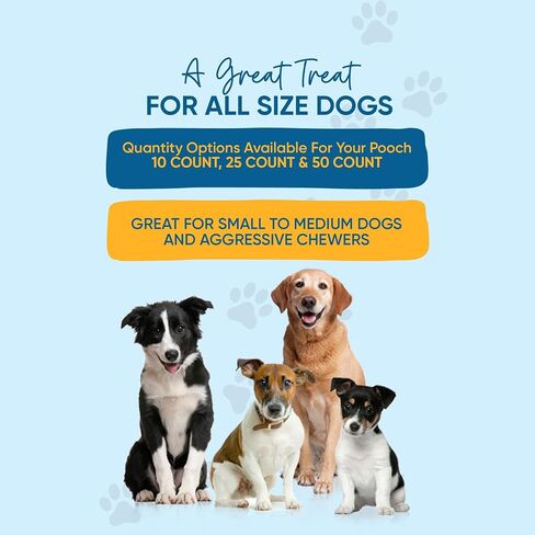 | Hooves for Dogs (25 Count) | 100% Natural Long-Lasting Beef Dog Treats Made from Beef Hoof | from Free Range, Grass Fed Cattle with NO Additives, Coloring or Chemicals. in Saudi Arabia
