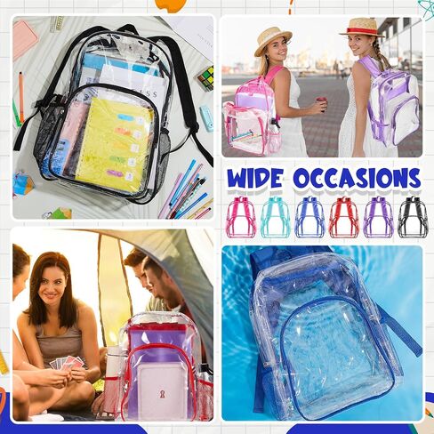 Amylove 6 Pcs Clear Backpack bulk for Stadium Events Heavy Duty PVC Transparent Bookbag for College Workplace Security (17 Inches,Pure Black) in Saudi Arabia