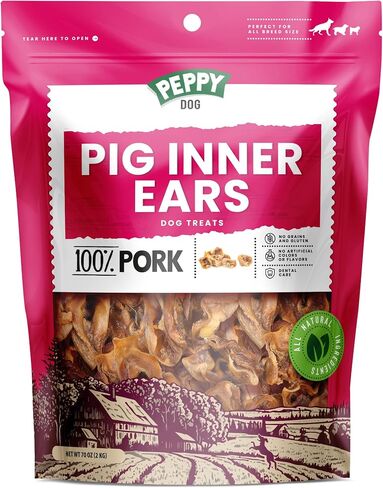 All Natural Pig Ear Slices Dog Treats (7oz) | Protein-Packed | No Preservatives | Promotes Dental Health | Hypoallergenic | Reduces Plaque and Tartar | Perfect Chewiness (7 oz (Pack of 1)) in Kuwait