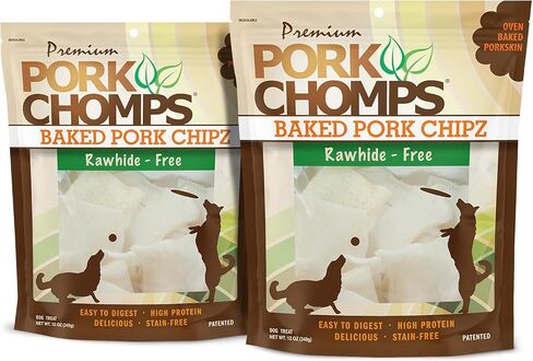 Pork Chomps Baked Pork Skin Dog Chews, 3-inch Chips, 12oz Bag in Saudi Arabia