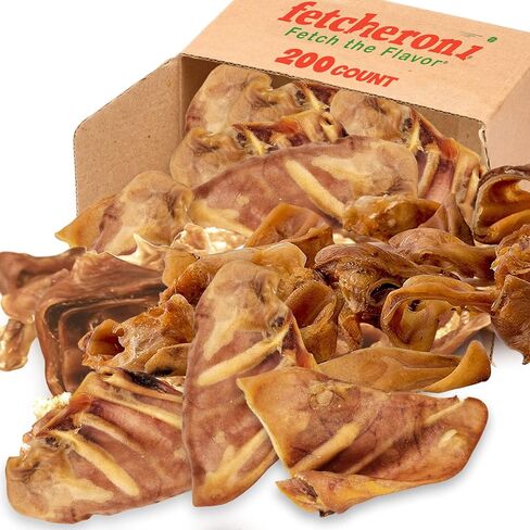 Whole Pig Ears for Dogs Large - 100 Pack Long Lasting Dog Chews - One Ingredient Delicious All Natural Flavor – Easy to Digest Dog Treat for Large Dogs - Great for Teeth and Gums in Kuwait