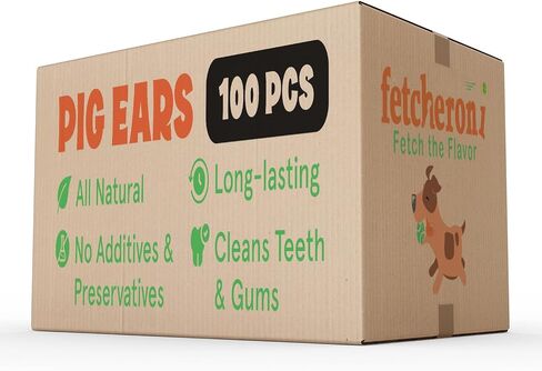 Whole Pig Ears for Dogs Large - 100 Pack Long Lasting Dog Chews - One Ingredient Delicious All Natural Flavor – Easy to Digest Dog Treat for Large Dogs - Great for Teeth and Gums in Kuwait