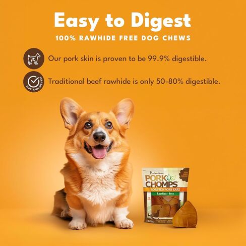 Pork Chomps Roasted Pork Skin Dog Chews, 5-inch Ear Shapes, 10 Count in Saudi Arabia