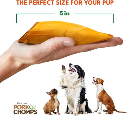 Pork Chomps Roasted Pork Skin Dog Chews, 5-inch Ear Shapes, 10 Count in Saudi Arabia