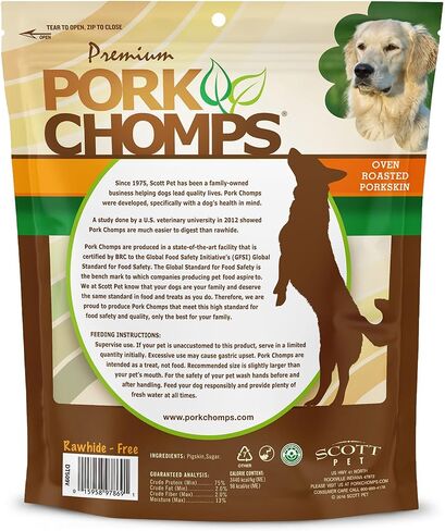 Pork Chomps Roasted Pork Skin Dog Chews, 5-inch Ear Shapes, 10 Count in Saudi Arabia