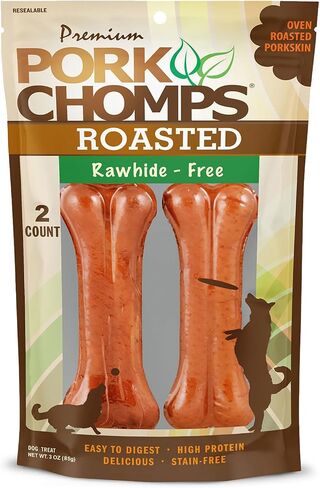 Pork Chomps Roasted Pressed Pork Skin Dog Chews, 4.5-inch Bone, 2 Count in Saudi Arabia