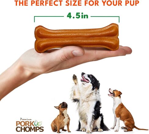 Pork Chomps Roasted Pressed Pork Skin Dog Chews, 4.5-inch Bone, 2 Count in Saudi Arabia