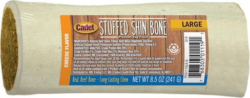Cadet Stuffed Shin Bone - Highly Digestible, High Protein, Long-Lasting Dog Chew Bone for Aggressive Chewers, Supports Dental Health, - Peanut Butter Flavor, Large (1 Count) in Saudi Arabia