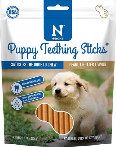 N-Bone Puppy Teething Sticks Peanut Butter Flavor, 3.74-oz Bag in Saudi Arabia