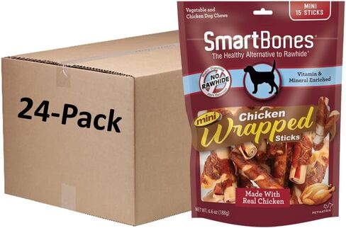 SmartBones Mini Chicken-Wrapped Sticks For Dogs With Real Peanut Butter, Rawhide-Free Dog Chew, 15 count in Kuwait