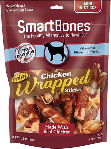 SmartBones Mini Chicken-Wrapped Sticks For Dogs With Real Peanut Butter, Rawhide-Free Dog Chew, 15 count in Kuwait