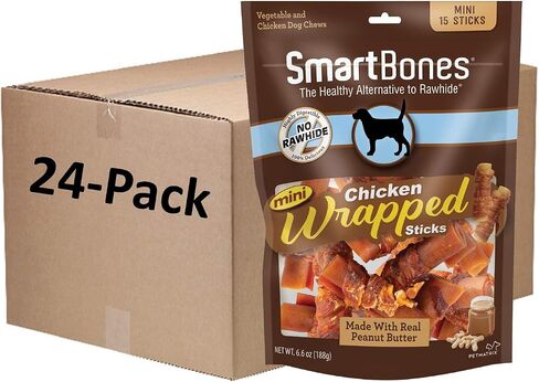 SmartBones Mini Chicken-Wrapped Sticks For Dogs With Real Peanut Butter, Rawhide-Free Dog Chew, 15 count in Kuwait