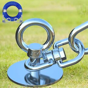 TOPKNOT Dog Tie Out Cable and Stake,with 30FT Heavy Duty Cable,360°Swivel Dog Run- No Tangle,Dog Runner for Yard Rust Proof Can Hold 2 Dogs- Up to 150LBS,Ideal for Outdoor Camping