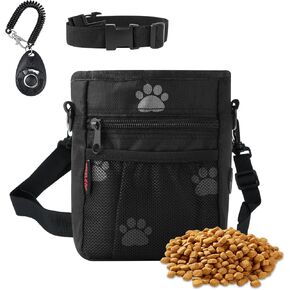 kissleaf Dog Treat Pouch, Magnetic Closure, Dog Clicker- Black Pattern in Kuwait