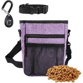 Dog Treat Pouch with Magnetic Closure, Treat Pouches for Pet Training, Large Dog Treat Training Pouch and Dog Clicker, Dog Training Treat Pouch Built-in Poop Bag Dispenser, Hands-Free Snack