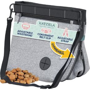 Katziela قابلة للتوسيع للحيوانات الأليفة حقيبة - حقيبة معالجة الكلب الحرة ، إغلاق المغناطيس السريع - حقيبة معالجة الكلب المضادة للانسكاب - أكياس علاج للتدريب على الحيوانات الأليفة ، حزام الكتف القابل للتعديل ومقطع الحزام (أسود) in Kuwait