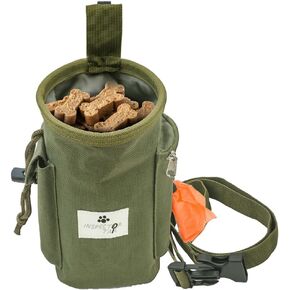 INSPECTOR TAIL Dog Treat Pouch Hands Free w 4 Ways to Wear | Lightweight Dog Training Bag w Adjustable Belt & Waist Clip | No Spill & Easy Access w Airtight Drawstring | Pet Tote w Poop Bag Dispenser