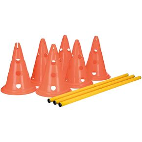 Trixie Dog Agility Hurdle Cone Set - مجموعة خفة الكلاب مع الطول القابل للتعديل للمبتدئين والمعدات المتقدمة ، خفة الحركة للكلاب لدورات عقبة الكلاب - 6 × مخاريط ، 3 × قضبان الرشاقة