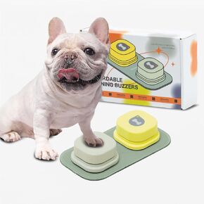 MEWOOFUN Dog Buttons for Communication Starter Pack Recordable Dog Talking Buttons Set Dog Training Speaking Buttons Dog Clicker with Mat & Stickers (3 Packs-Rubber Mat)
