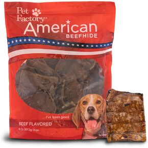 Pet Factory American Beefhide Chips Dog Treats - نكهة لحم البقر ، 32 أوقية